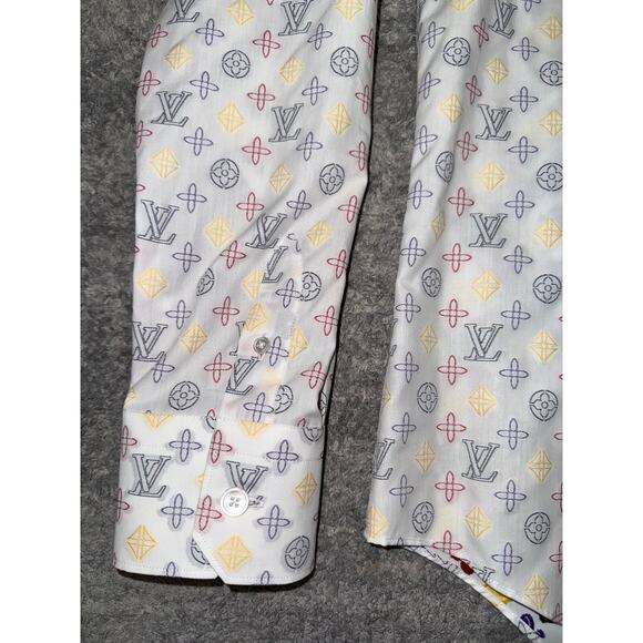 Louis Vuitton LVSE Regular Long Sleeve DNA Logo Monogram Button Up Down Shirt M - Picture 7 of 15